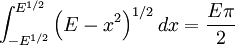 \int_{-E^{1/2}}^{E^{1/2}}\left(E-x^{2}\right)^{1/2}dx=\frac{E\pi}{2}
