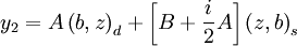 y_{2}=A\left(b,z\right)_{d}+\left[B+\frac{i}{2}A\right]\left(z,b\right)_{s}