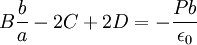 B\frac{b}{a}-2C+2D=-\frac{Pb}{\epsilon_{0}}