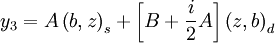 y_{3}=A\left(b,z\right)_{s}+\left[B+\frac{i}{2}A\right]\left(z,b\right)_{d}