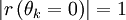 \left|r\left(\theta_{k}=0\right)\right|=1