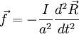 \vec{f}=-\frac{I}{a^{2}}\frac{d^{2}\vec{R}}{dt^{2}}